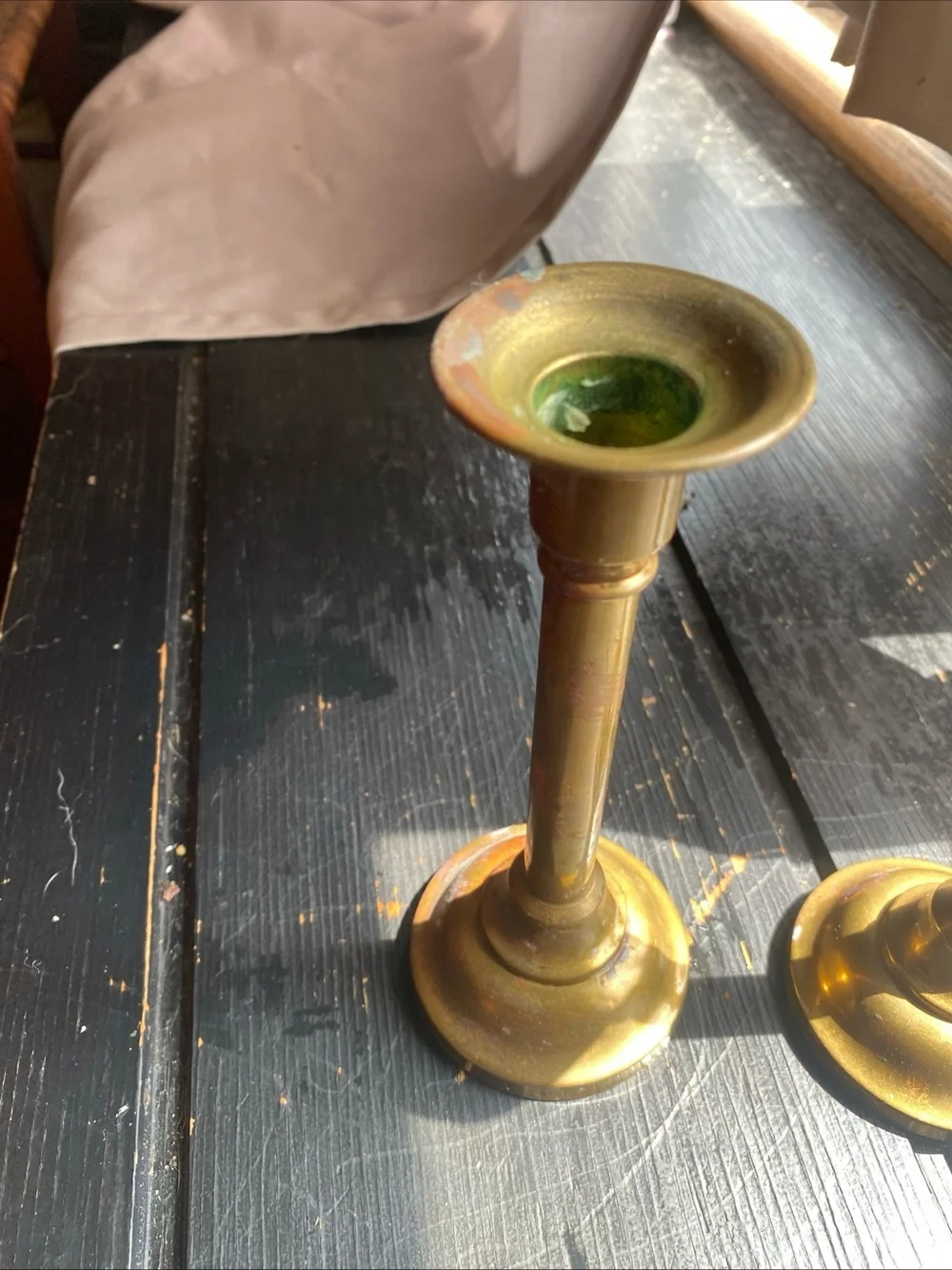 Classic Brass Taper Candle Holders Pair - Gold Finish